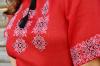 Вишита жіноча блуза з коротким рукавом з тонкого льону     Модель: Ж32-261 фото 2