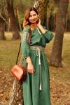 Неймовірно жіночна довга сукня зеленого відтінку  Модель: П16/7-236