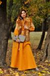 Плаття з вишивкою гірчичного кольору з натурального льону     Модель: П16/8-251 фото 3