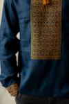Вишиванка чоловіча темно-синього кольору з натурального льону  Модель: М08/1-299 фото 2