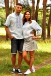 Комплект вишиванок - чоловіча сорочка і жіноча блуза ніжно-блакитного кольору Модель: М07к-271 иЖ16/7-271