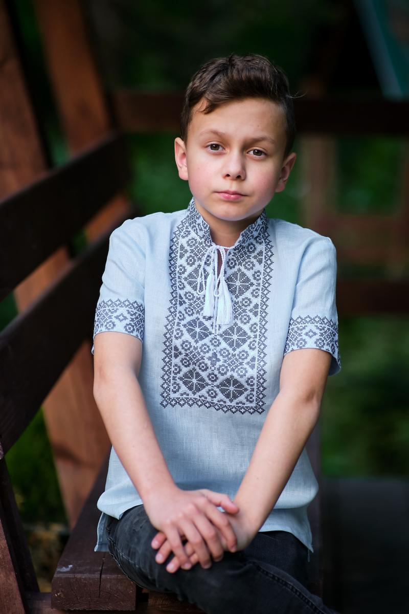 Дитяча вишита сорочка з коротким рукавом Модель: ДМ07к-271 фото 1