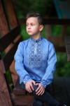 Вишита дитяча сорочка для хлопчика блакитного  кольору  Модель: ДМ19/1-273 фото 3