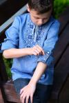Вишита дитяча сорочка для хлопчика блакитного  кольору  Модель: ДМ19/1-273 фото 4
