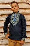 Дитяча синя вишиванка для хлопчика з геометричним орнаментом Модель: ДМ18/1-295 фото 2