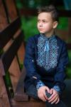 Дитяча вишита сорочка для хлопчика з синього льону Модель: ДМ01/1-293 фото 1