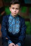 Дитяча вишита сорочка для хлопчика з синього льону Модель: ДМ01/1-293 фото 2
