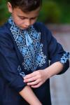 Дитяча вишита сорочка для хлопчика з синього льону Модель: ДМ01/1-293 фото 4
