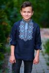 Дитяча вишита сорочка для хлопчика з синього льону Модель: ДМ01/1-293 фото 5