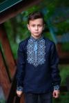 Дитяча вишита сорочка для хлопчика з синього льону Модель: ДМ01/1-293 фото 3