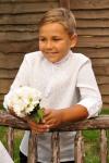 Вишиванка дитяча для хлопчика з натурального льону вишита "білим по білому" з сірою ниткою Модель: ДМ01/1-211 фото 3
