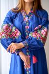 Яскрава жіноча сукня синього кольору "Рожеві квіти" фото 2