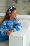Сукня для дівчинки ніжно блакитного кольору "Хмаринка" на домотканому полотні фото 2