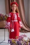 Червона сукня для дівчинки з натуральної тканини "Білі квіти" фото 2
