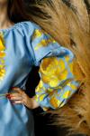 Жіноча вишиванка з натуральної тканини "Патріотична блакить" фото 2