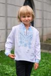 Вишиванка для хлопчика з натуральної тканини "Козак" (блакитна вишивка)