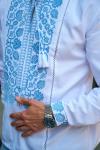Чоловіча вишиванка з натуральної тканини "Козак" (блакитна) фото 4