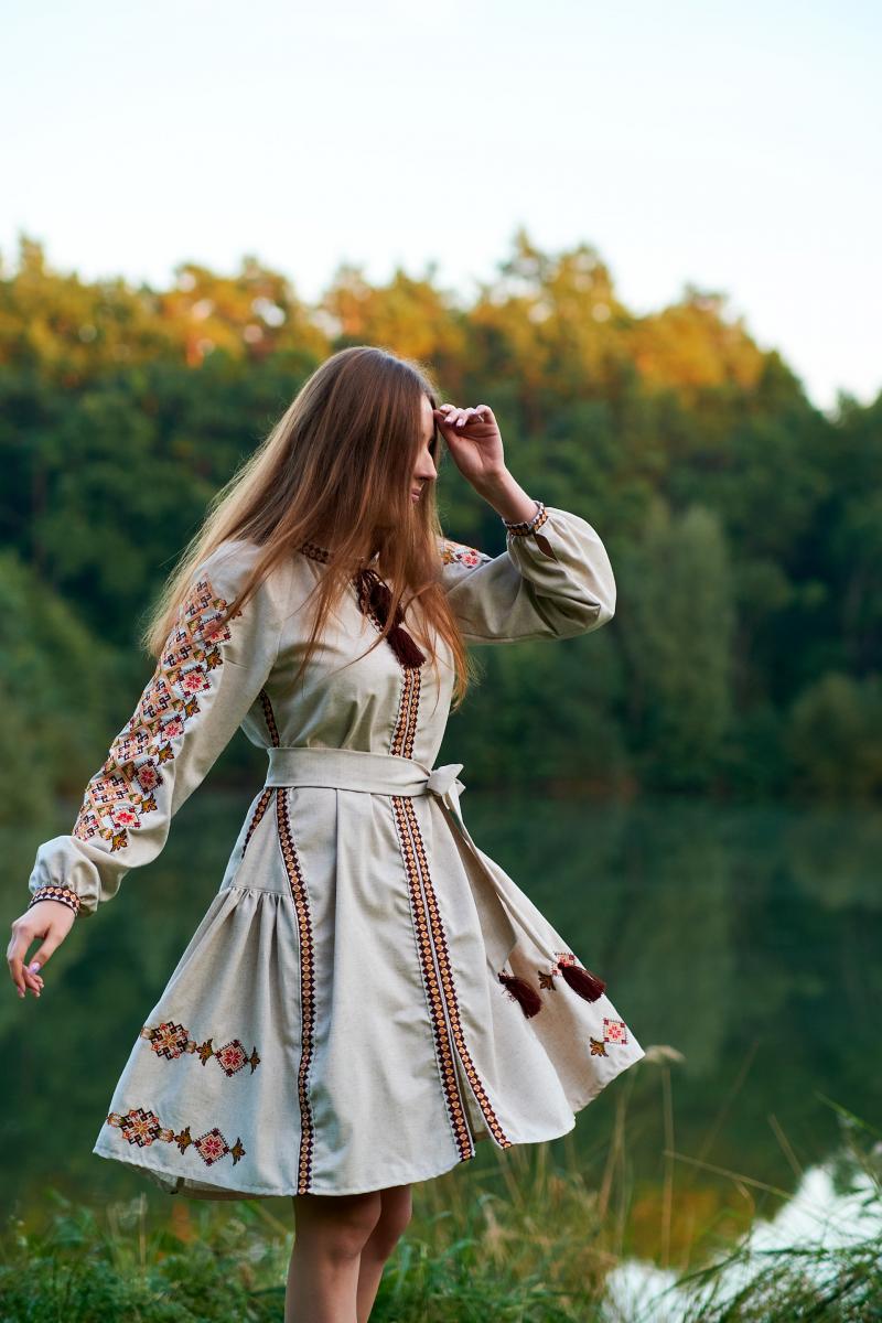 Коротка жіноча сукня з натурального льону "Казкова мить" фото 1