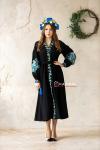 Неймовірна жіноча сукня чорного кольору "Квіти блакитні" фото 1