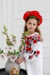 Білосніжна сукня з натуральної тканини для дівчинки "Троянди червоні" від ТМ "КАЛИНА" фото 4