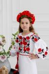 Білосніжна сукня з натуральної тканини для дівчинки "Троянди червоні" від ТМ "КАЛИНА" фото 3
