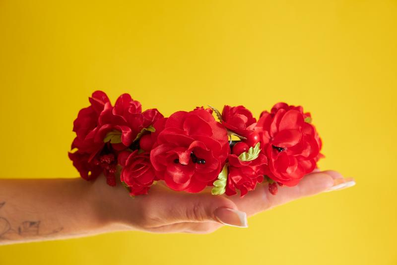 Обруч для дівчаток "Квіти червоні"