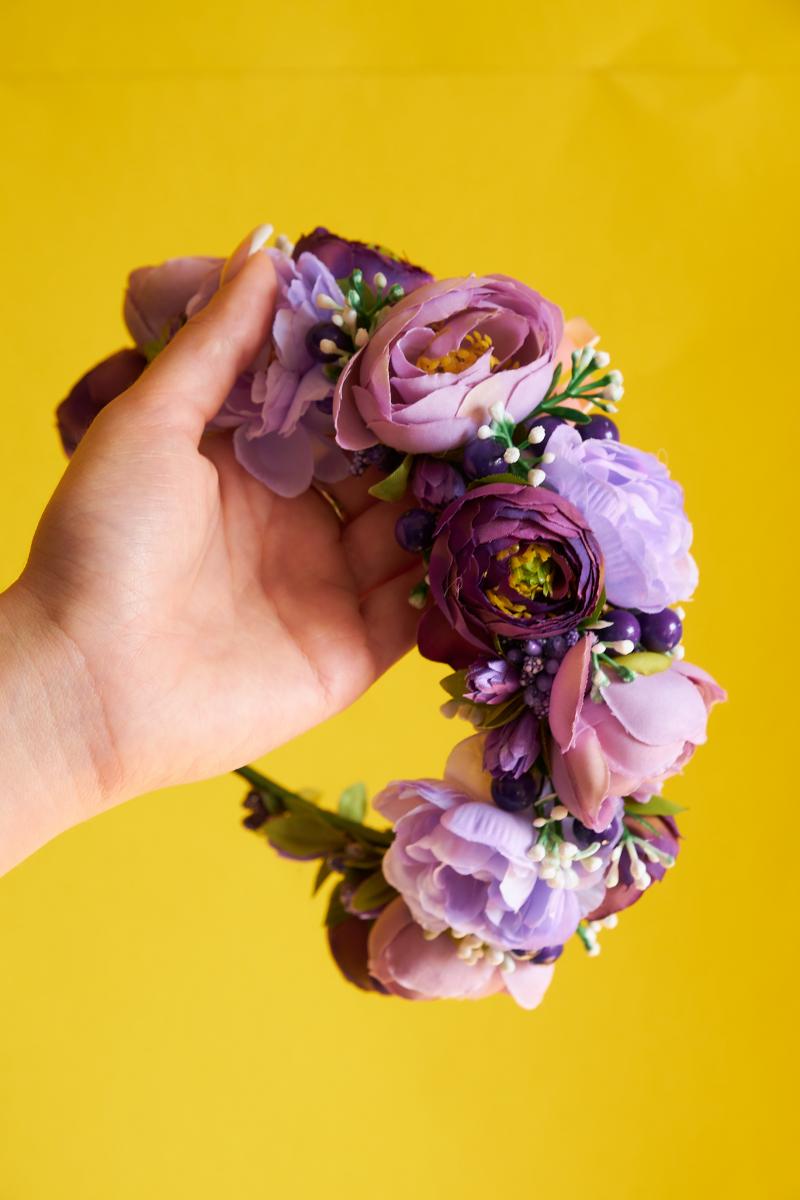 Віночок з фіолетовими квітками фото 2