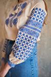 Стильна жіноча вишиванка з натуральної тканини "Зірка" колір електрик фото 1