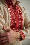 Чоловіча лляна вишиванка "Марево" (червона вишивка) від ТМ "КАЛИНА" фото 1