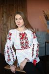 Жіноча вишиванка "Троянди червоно-чорні" на домотканому полотні від ТМ КАЛИНА