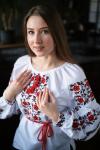 Жіноча вишиванка "Троянди червоно-чорні" на домотканому полотні від ТМ КАЛИНА фото 2