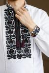 Чоловіча  вишиванка  з домотканого полотна "Марево" (чорна вишивка) від ТМ "КАЛИНА" фото 3