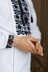 Чоловіча  вишиванка  з домотканого полотна "Марево" (чорна вишивка) від ТМ "КАЛИНА" фото 5
