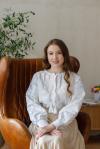 Стильна жіноча вишиванка з натуральної танини  "Розквіт" біла вишивка  фото 1