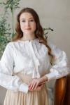 Стильна жіноча вишиванка з натуральної танини  "Розквіт" біла вишивка 