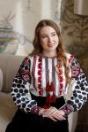 Жіноча вишиванка з натуральної танини "Розквіт" червоно - чорна вишивка фото 2