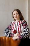 Жіноча вишиванка з натуральної танини "Розквіт" червоно - чорна вишивка фото 1