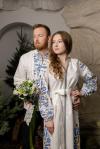 Парний лляний комплект "РОЗМАЙ"  (сукня+вишиванка) в патріотичних кольорах від ТМ КАЛИНА 
