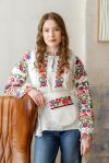 Яскрава жіноча лляна вишиванка на довгий рукав "Петриківська розкіш" від ТМ КАЛИНА