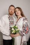 Парний комплект з червоно-чорною вишивкою на льоні "Розмай"  (сукня+вишиванка) від ТМ КАЛИНА