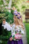 Вишиванка для дівчинки з натуральної тканини з квітковим орнаментом "Гортензія" від ТМ КАЛИНА фото 1