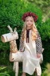 Лляна сукня для дівчаток "Ексклюзив" (червона вишивка) від ТМ КАЛИНА