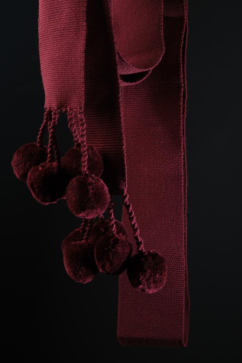 Крайка жіноча велика 3 метри з помпонами, колір бордо фото 5