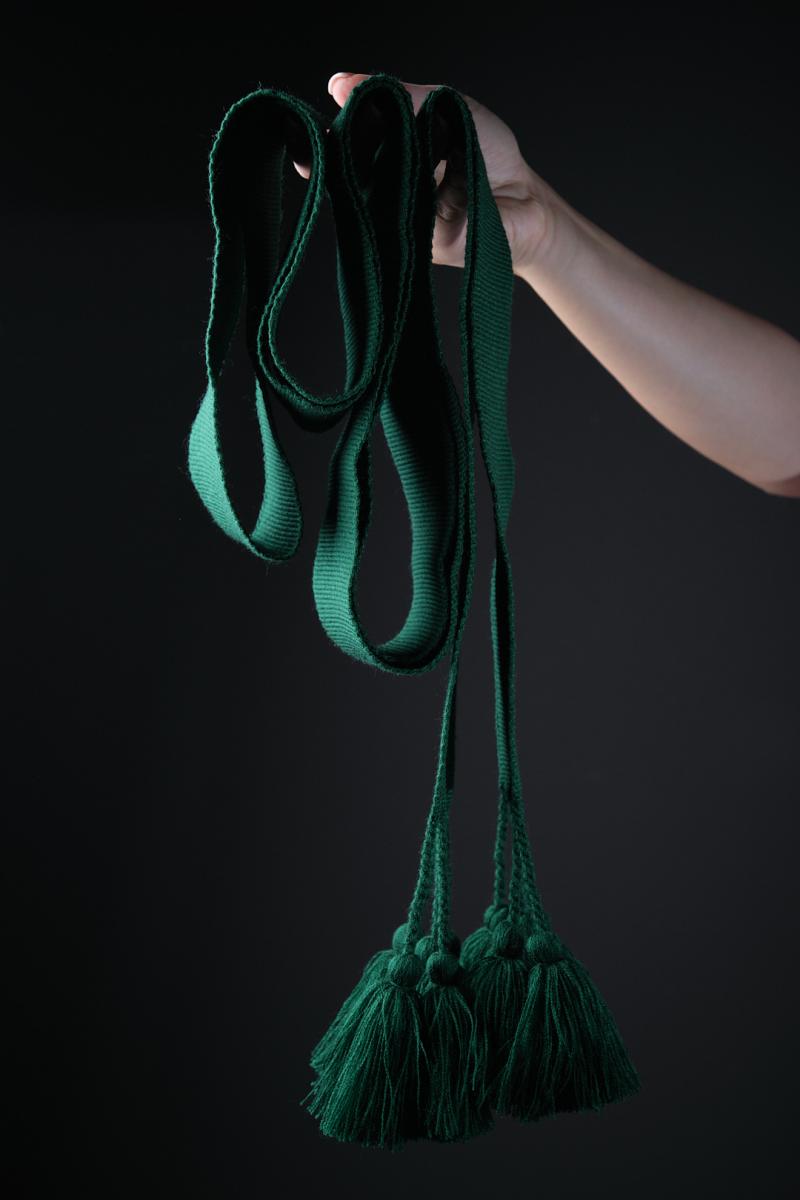 Крайка жіноча велика 3 метри з китичками, колір зелений фото 3