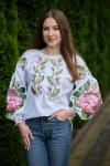 Вишиванка жіноча "Гортензія" з натуральної тканини з квітковим орнаментом від ТМ КАЛИНА