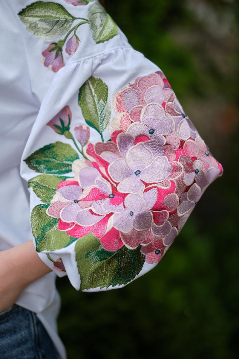 Вишиванка жіноча "Гортензія" з натуральної тканини з квітковим орнаментом від ТМ КАЛИНА фото 3