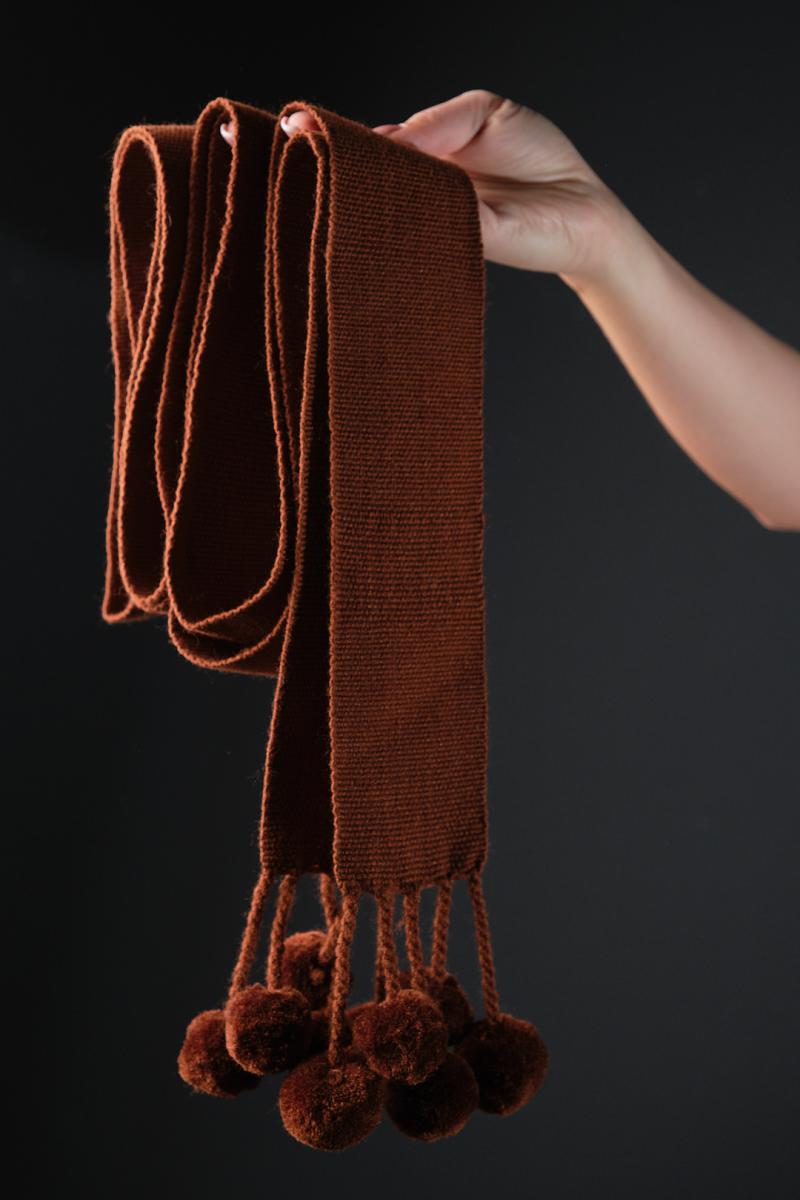 Крайка жіноча велика 3 метри з помпонами, коричнева фото 1