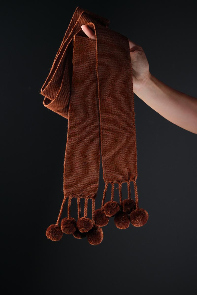 Крайка жіноча велика 3 метри з помпонами, коричнева