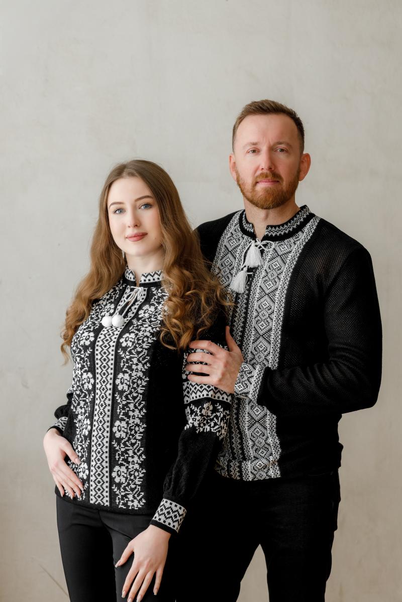 Вишиванка чоловіча в'язана чорного кольору з натуральної тканини від ТМ КАЛИНА фото 3