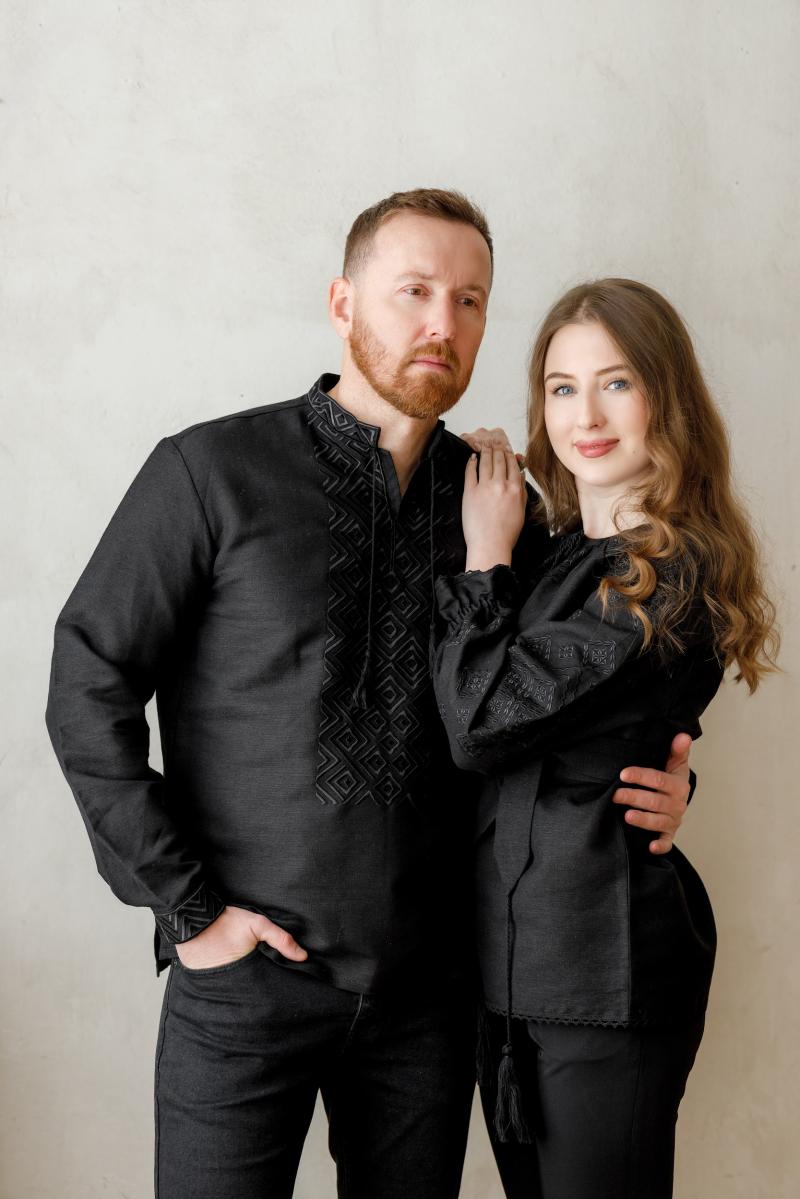 Вишитий комплект чорним по чорному від ТМ "Калина" фото 1